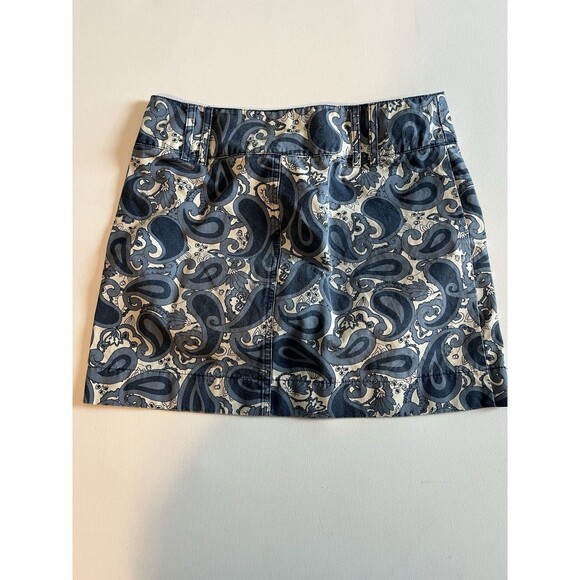 Y2K GAP Blue White Paisley Floral 100% Cotton A Line Sadie Mini Skirt Size 4 - Picture 6 of 6